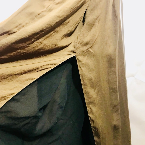 Zara light brown black lining slit long dress - Picture 4 of 8